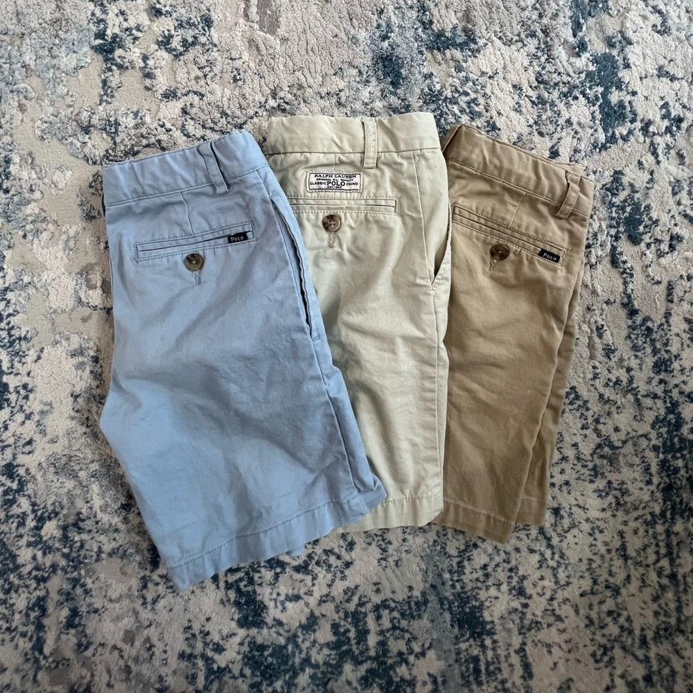 Lot 3 pairs of boys Polo Ralph Lauren chino shorts size 6, uniform shorts